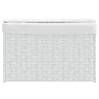 Cesto Portabiancheria Coperchio Bianco 55,5x35x34 cm Polyrattan