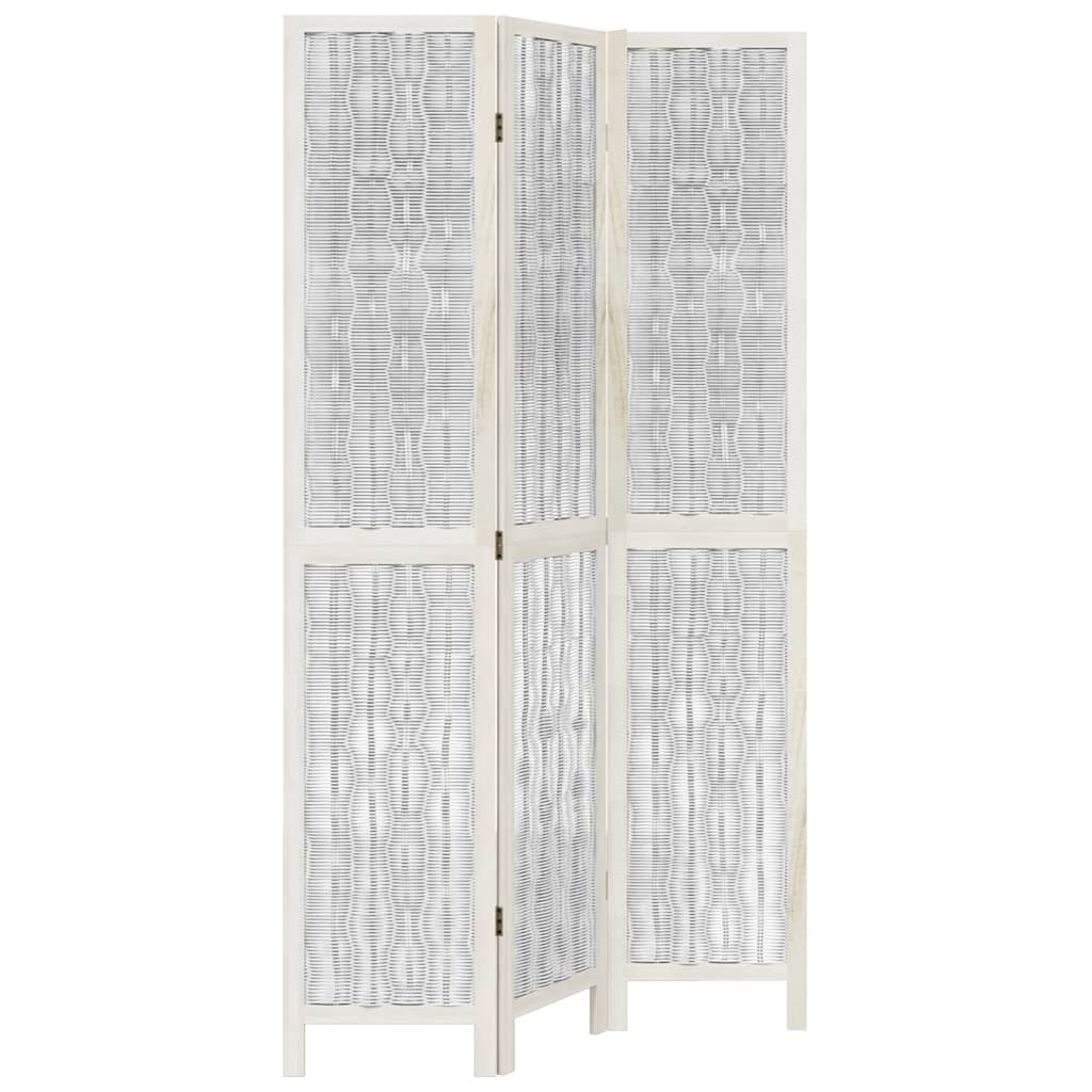 Divisorio Ambienti 3Pannelli Bianco Legno Massello di Paulownia