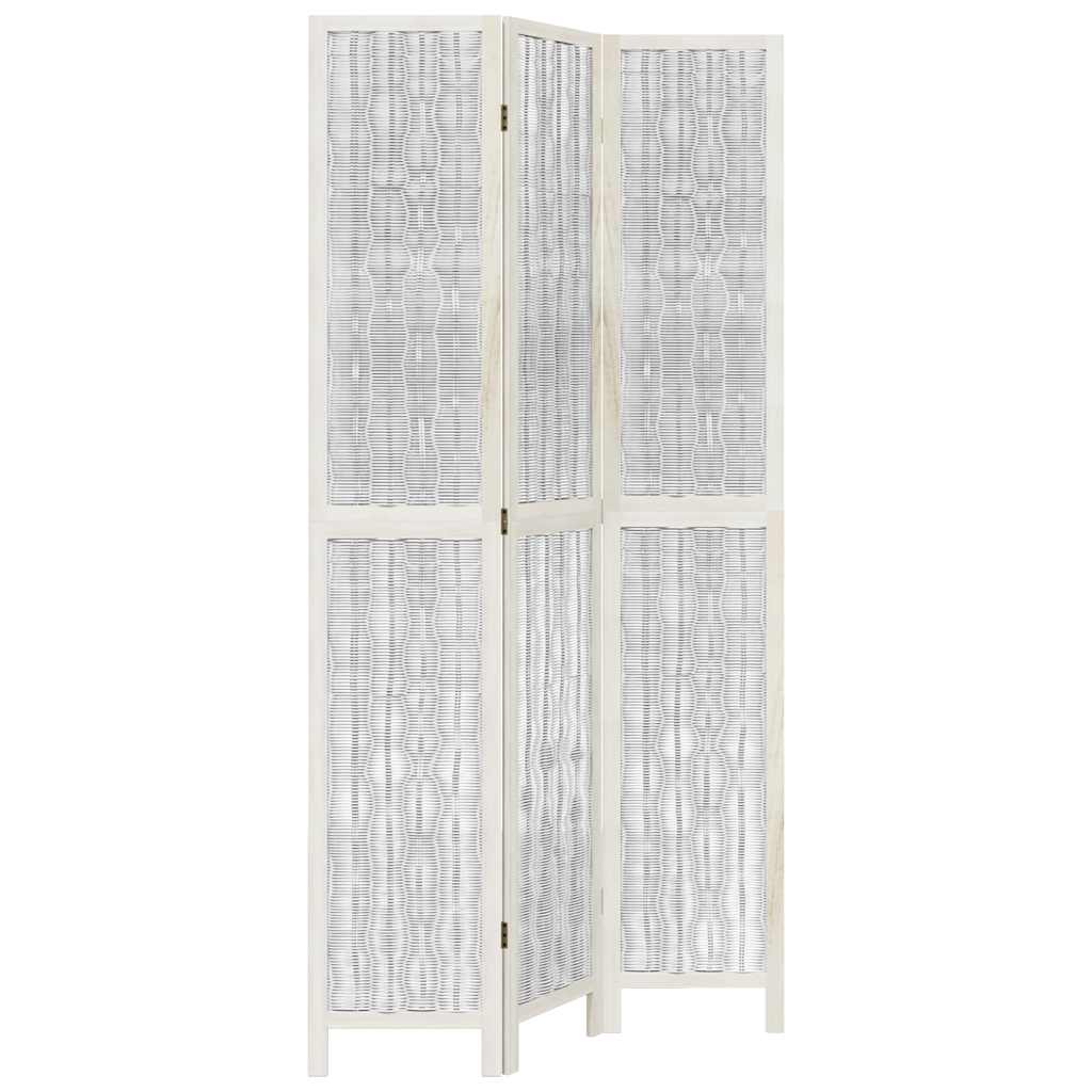 Divisorio Ambienti 3Pannelli Bianco Legno Massello di Paulownia