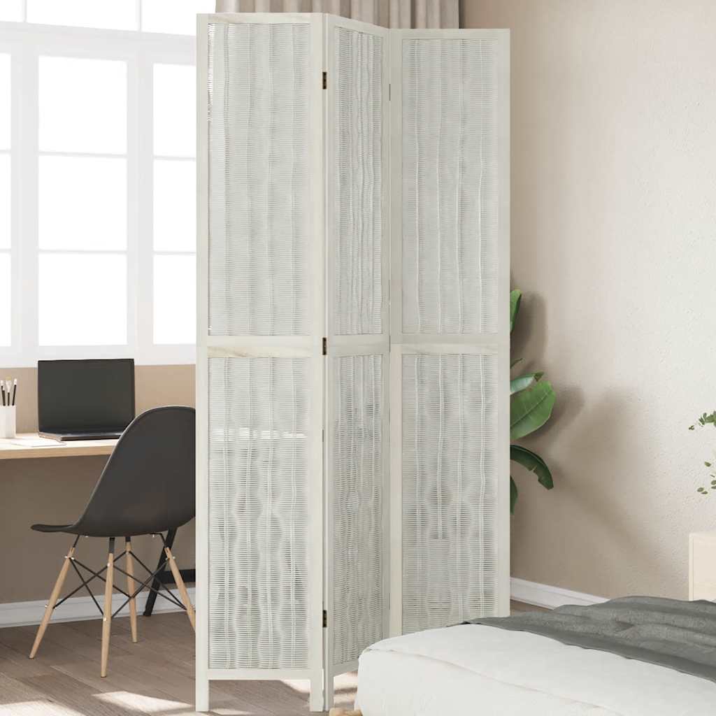 Divisorio Ambienti 3Pannelli Bianco Legno Massello di Paulownia