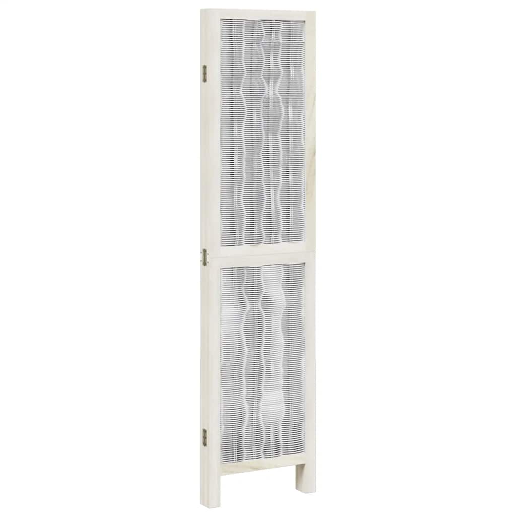Divisorio Ambienti 4Pannelli Bianco Legno Massello di Paulownia