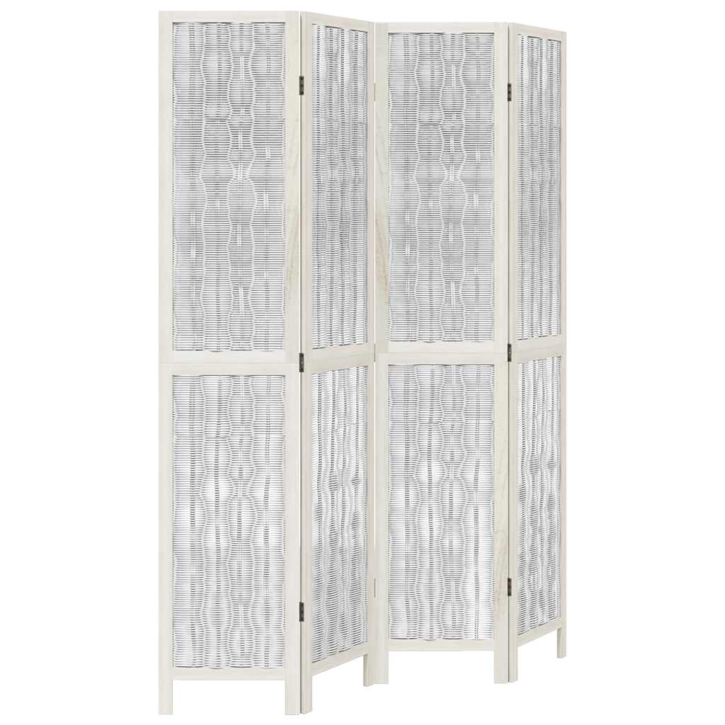Divisorio Ambienti 4Pannelli Bianco Legno Massello di Paulownia