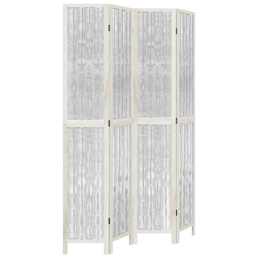 Divisorio Ambienti 4Pannelli Bianco Legno Massello di Paulownia
