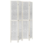 Divisorio Ambienti 4Pannelli Bianco Legno Massello di Paulownia