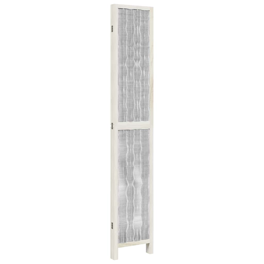 Divisorio Ambienti 4Pannelli Bianco Legno Massello di Paulownia