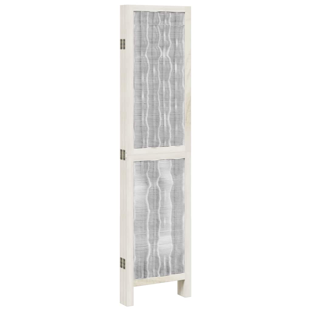 Divisorio Ambienti 5Pannelli Bianco Legno Massello di Paulownia