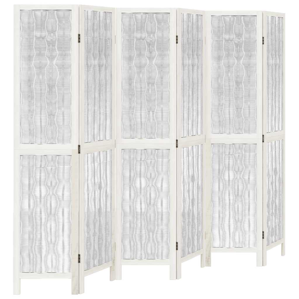 Divisorio Ambienti 6Pannelli Bianco Legno Massello di Paulownia