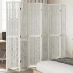 Divisorio Ambienti 6Pannelli Bianco Legno Massello di Paulownia