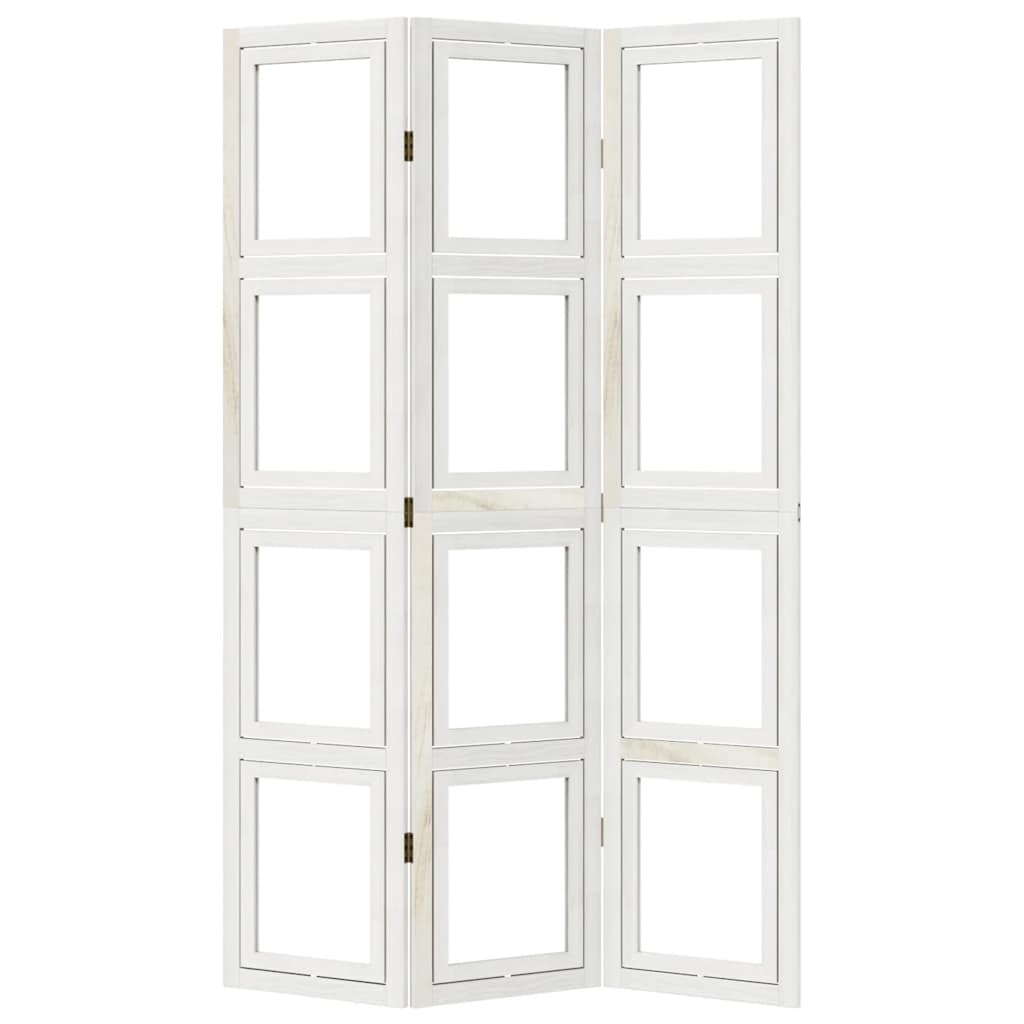 Divisorio Ambienti 3Pannelli Bianco Legno Massello di Paulownia