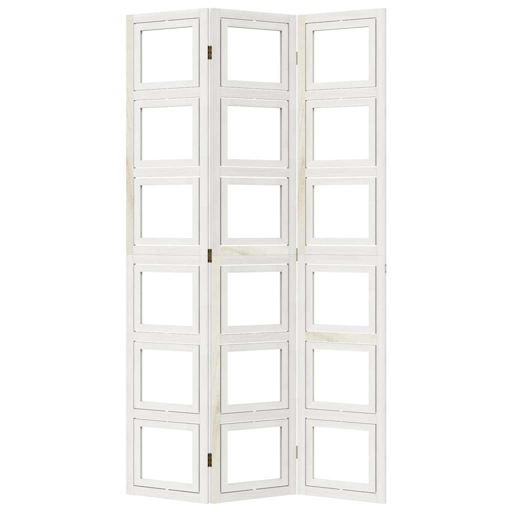 Divisorio Ambienti 3Pannelli Bianco Legno Massello di Paulownia