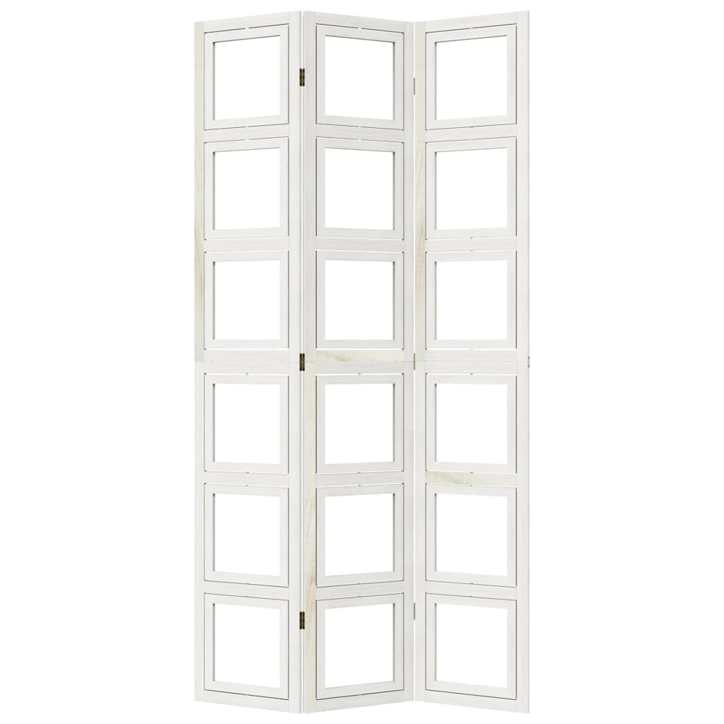Divisorio Ambienti 3Pannelli Bianco Legno Massello di Paulownia
