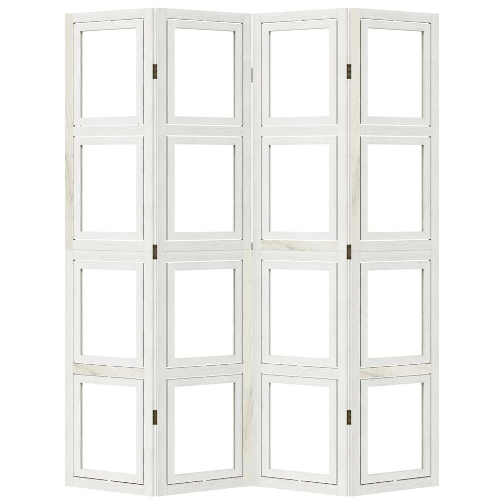 Divisorio Ambienti 4Pannelli Bianco Legno Massello di Paulownia