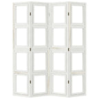 Divisorio Ambienti 4Pannelli Bianco Legno Massello di Paulownia