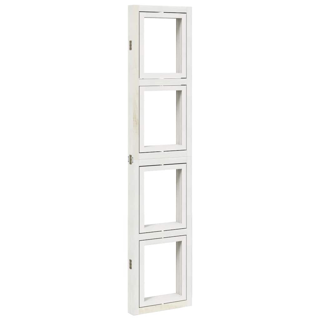 Divisorio Ambienti 4Pannelli Bianco Legno Massello di Paulownia
