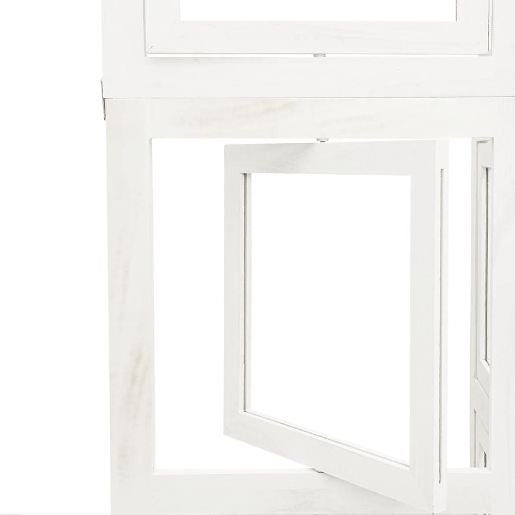 Divisorio Ambienti 4Pannelli Bianco Legno Massello di Paulownia