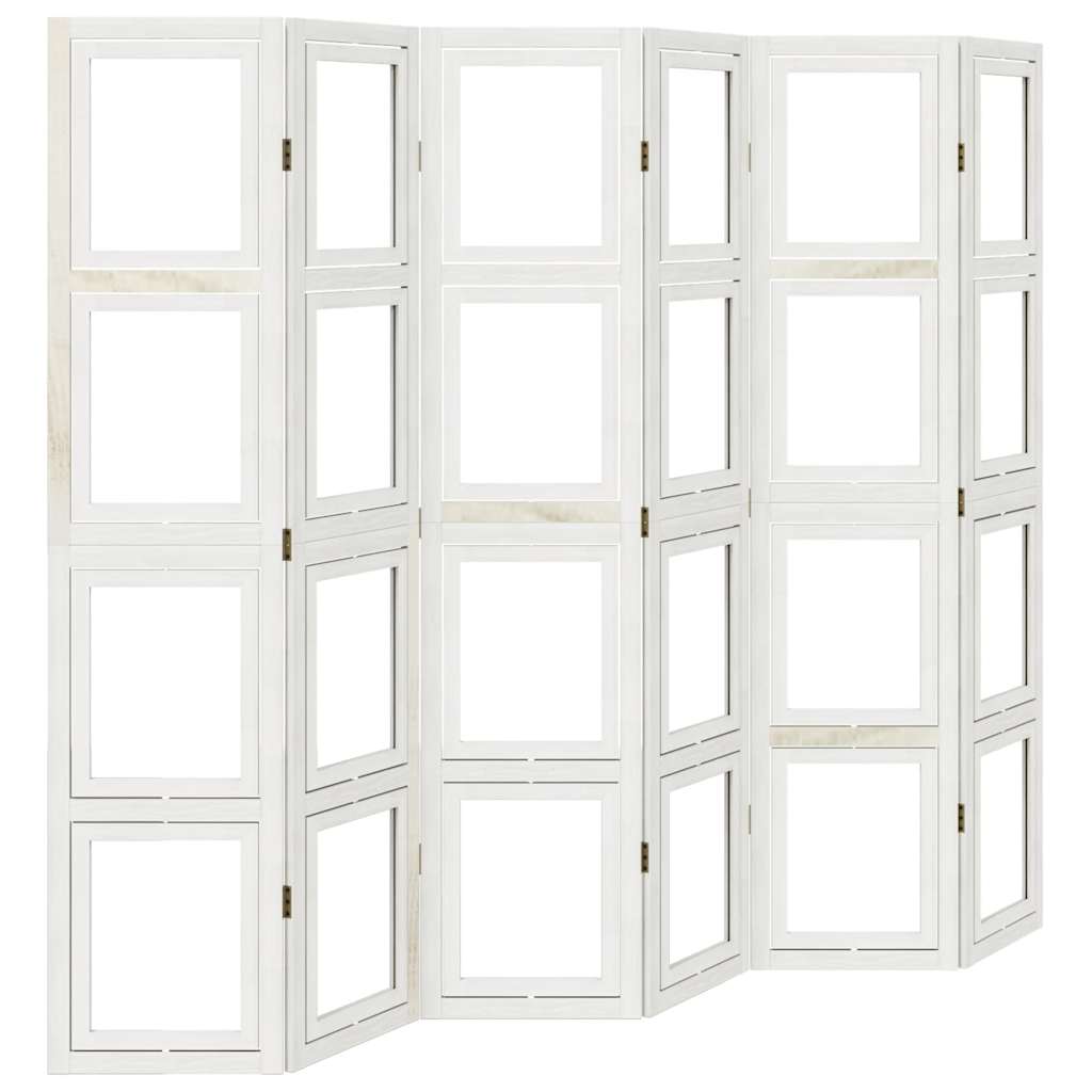Divisorio Ambienti 6Pannelli Bianco Legno Massello di Paulownia