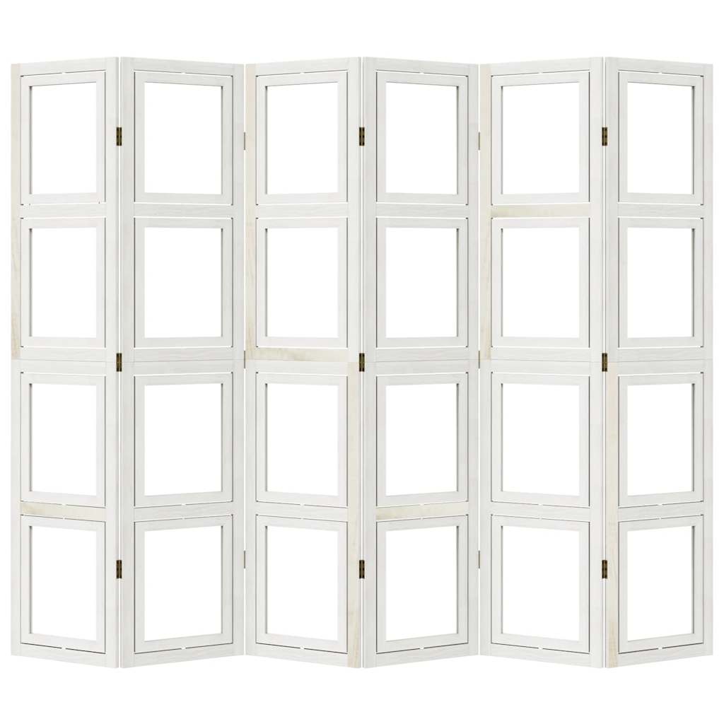 Divisorio Ambienti 6Pannelli Bianco Legno Massello di Paulownia