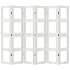 Divisorio Ambienti 6Pannelli Bianco Legno Massello di Paulownia