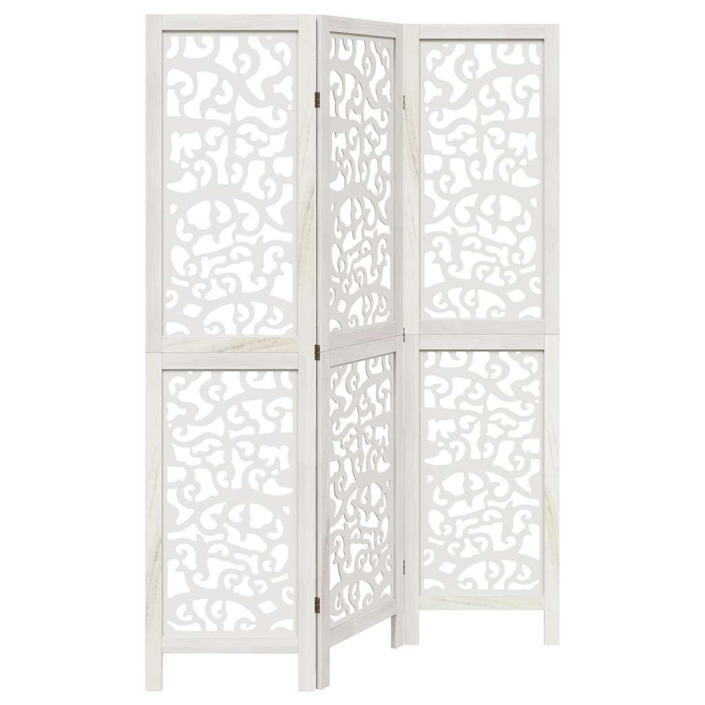 Divisorio Ambienti 3Pannelli Bianco Legno Massello di Paulownia