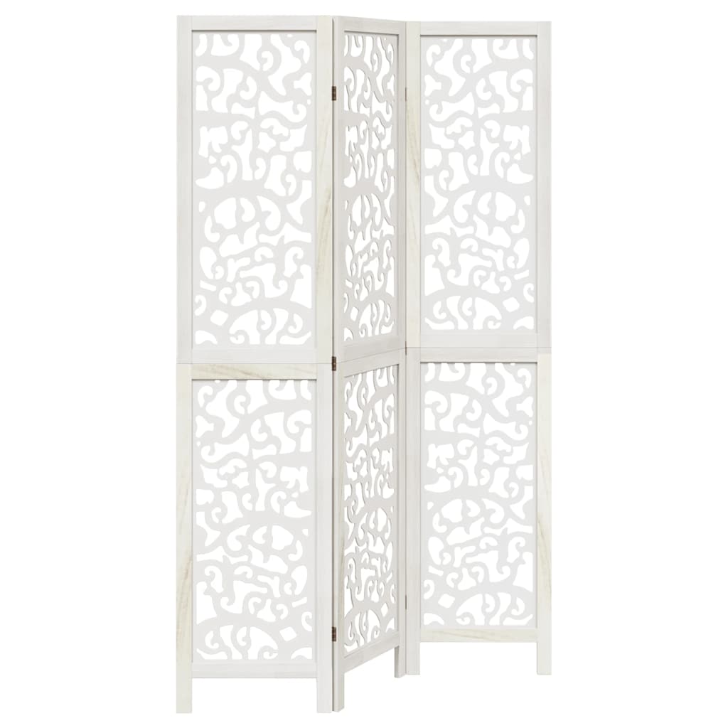 Divisorio Ambienti 3Pannelli Bianco Legno Massello di Paulownia
