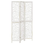 Divisorio Ambienti 3Pannelli Bianco Legno Massello di Paulownia