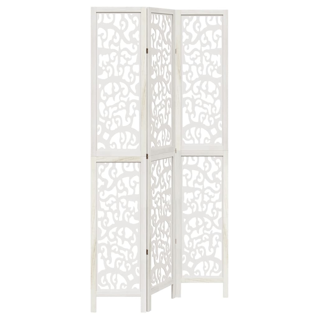 Divisorio Ambienti 3Pannelli Bianco Legno Massello di Paulownia