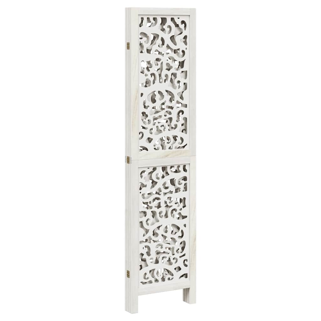 Divisorio Ambienti 4Pannelli Bianco Legno Massello di Paulownia