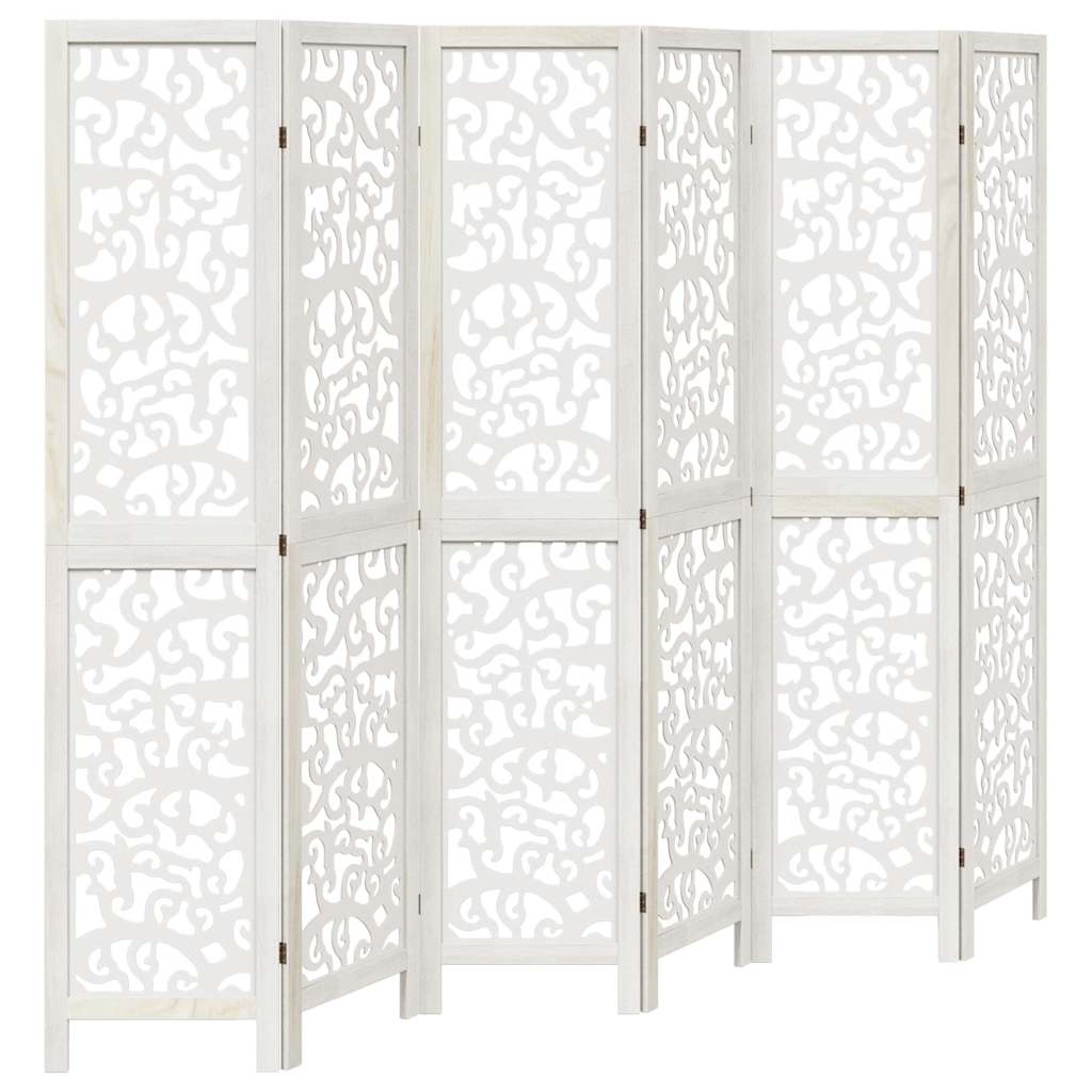 Divisorio Ambienti 6Pannelli Bianco Legno Massello di Paulownia