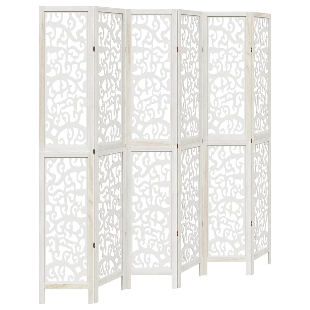 Divisorio Ambienti 6Pannelli Bianco Legno Massello di Paulownia