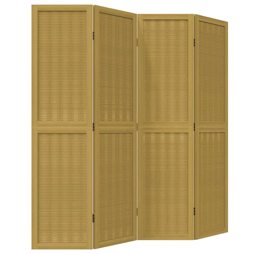 Divisorio Ambienti 4 Pannelli Marrone Legno Massello Paulownia