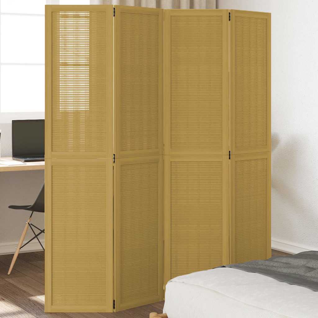 Divisorio Ambienti 4 Pannelli Marrone Legno Massello Paulownia