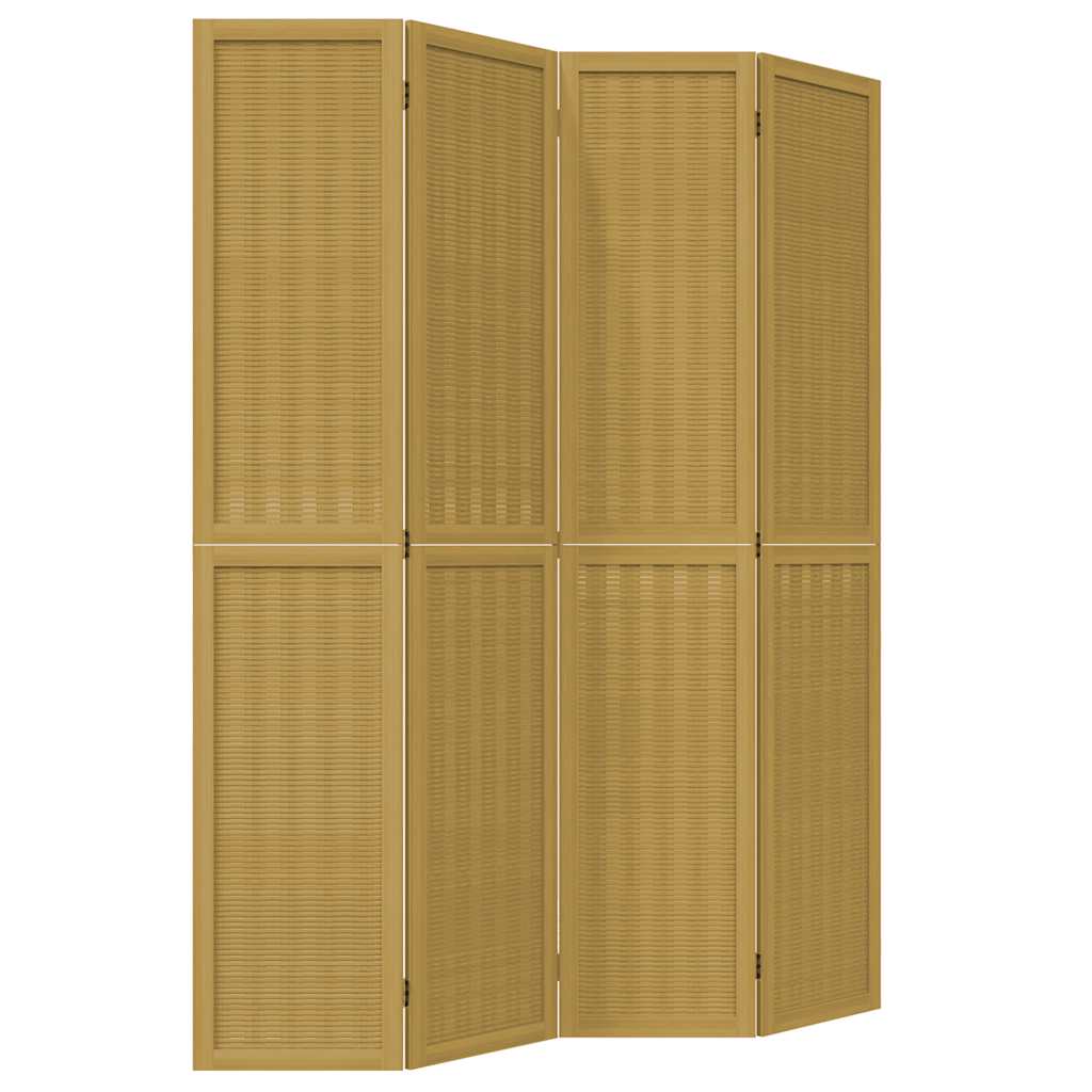 Divisorio Ambienti 4 Pannelli Marrone Legno Massello Paulownia