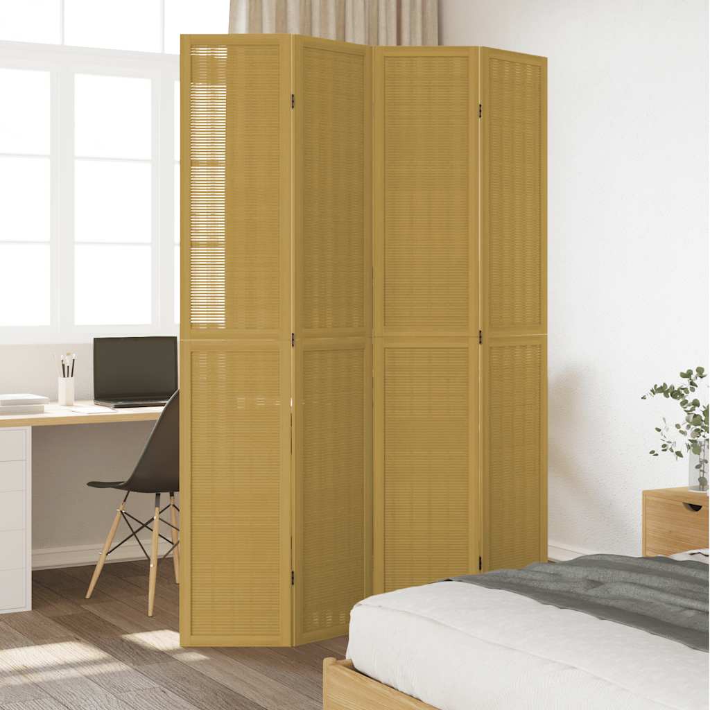 Divisorio Ambienti 4 Pannelli Marrone Legno Massello Paulownia