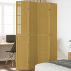 Divisorio Ambienti 4 Pannelli Marrone Legno Massello Paulownia