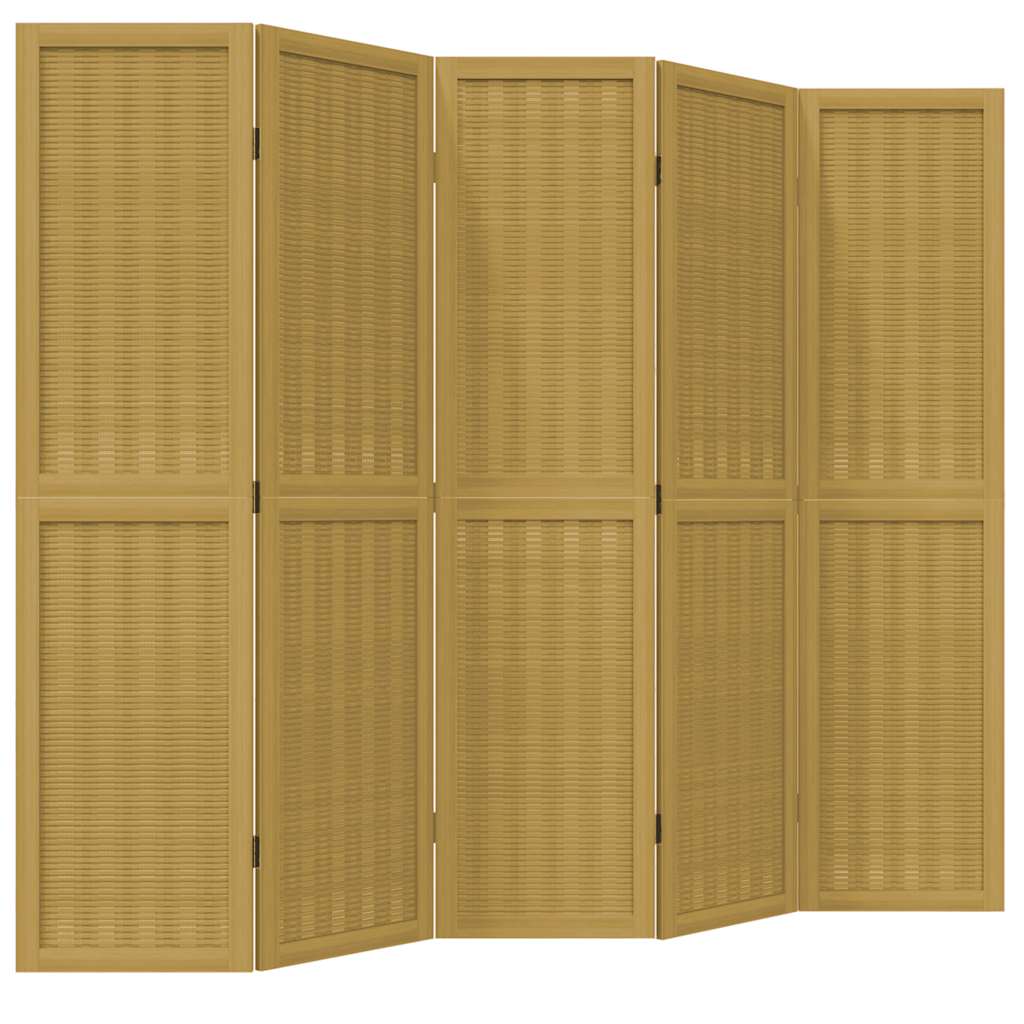 Divisorio Ambienti 5 Pannelli Marrone Legno Massello Paulownia