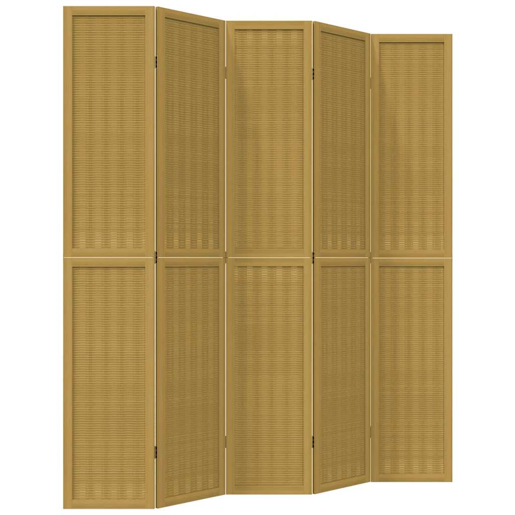 Divisorio Ambienti 5 Pannelli Marrone Legno Massello Paulownia