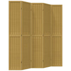Divisorio Ambienti 5 Pannelli Marrone Legno Massello Paulownia