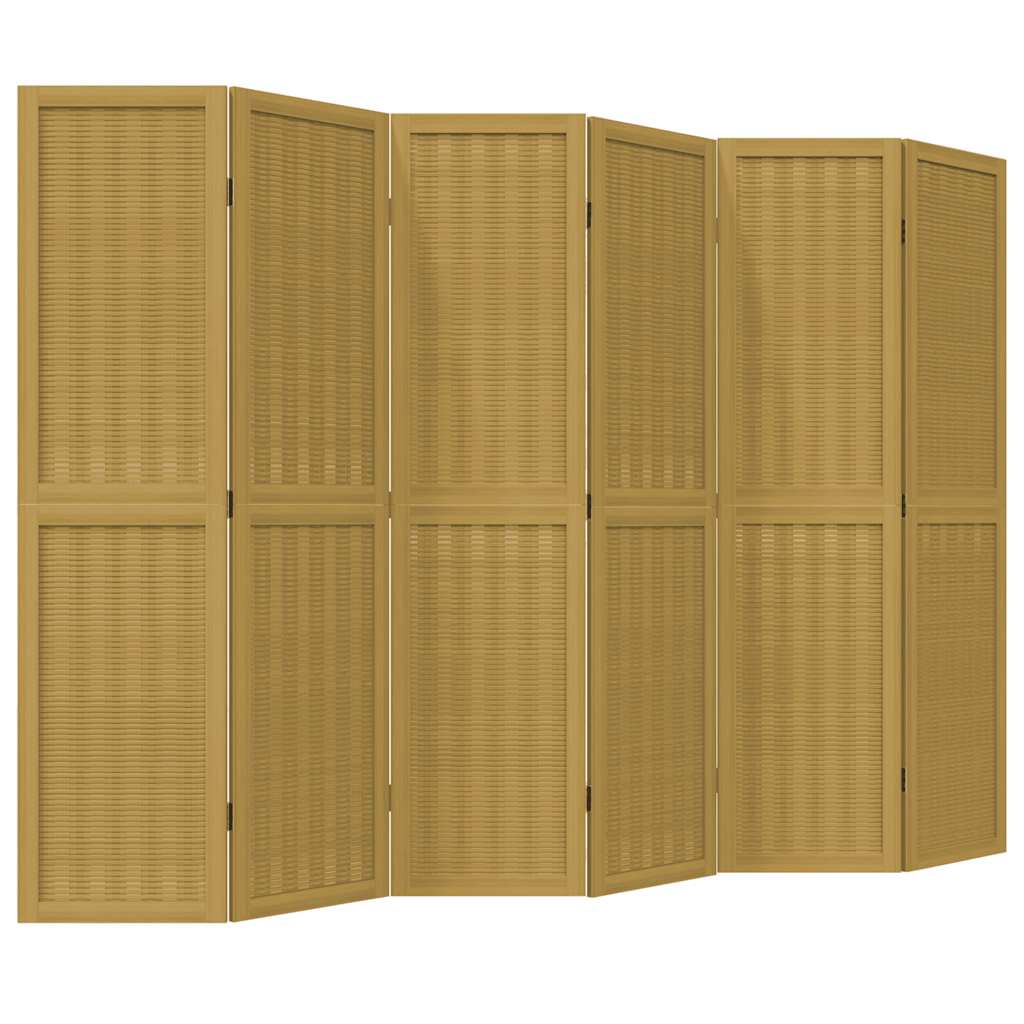 Divisorio Ambienti 6 Pannelli Marrone Legno Massello Paulownia