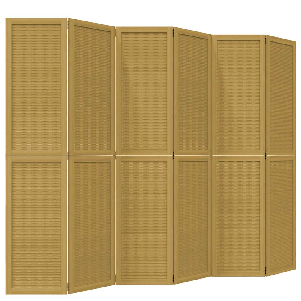 Divisorio Ambienti 6 Pannelli Marrone Legno Massello Paulownia