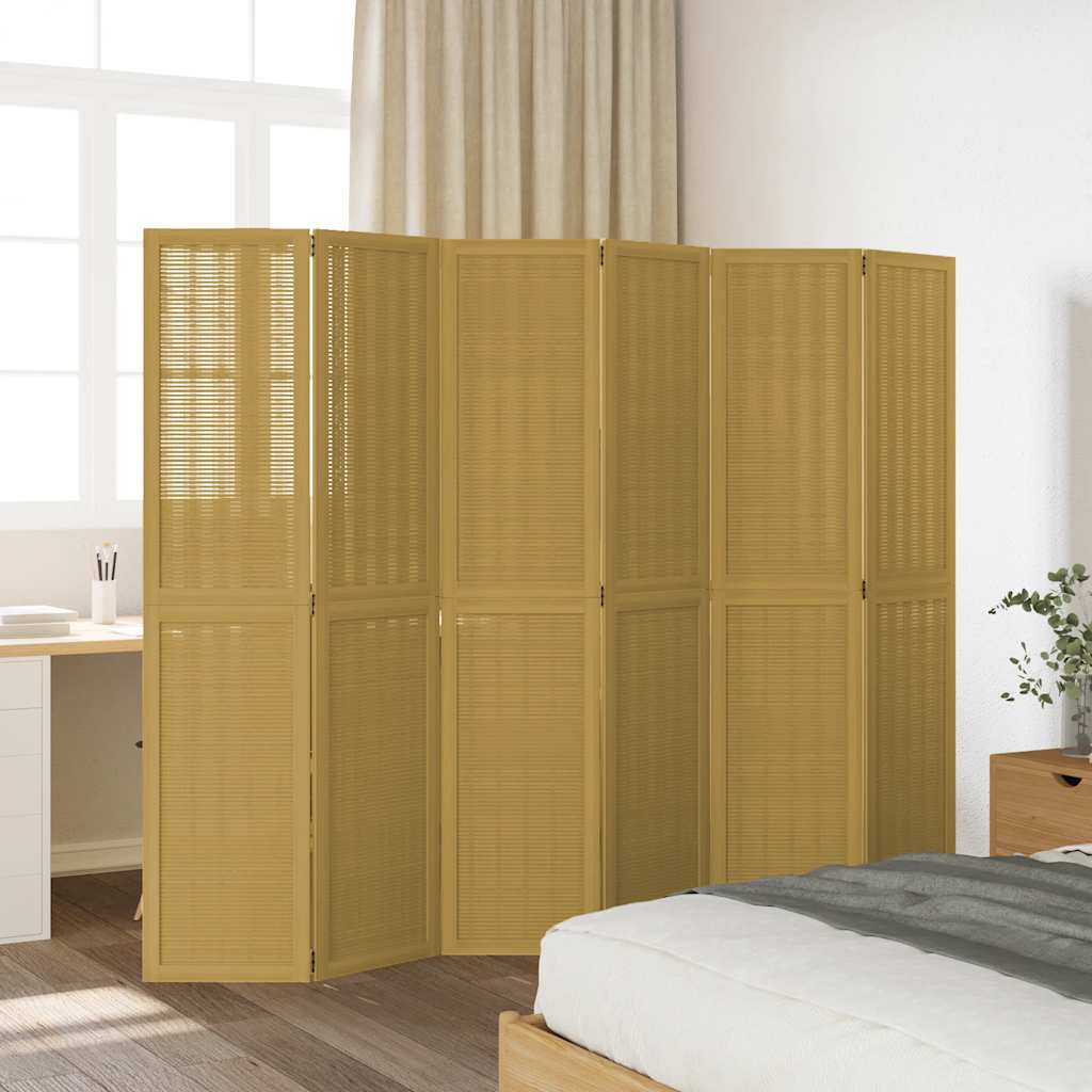 Divisorio Ambienti 6 Pannelli Marrone Legno Massello Paulownia