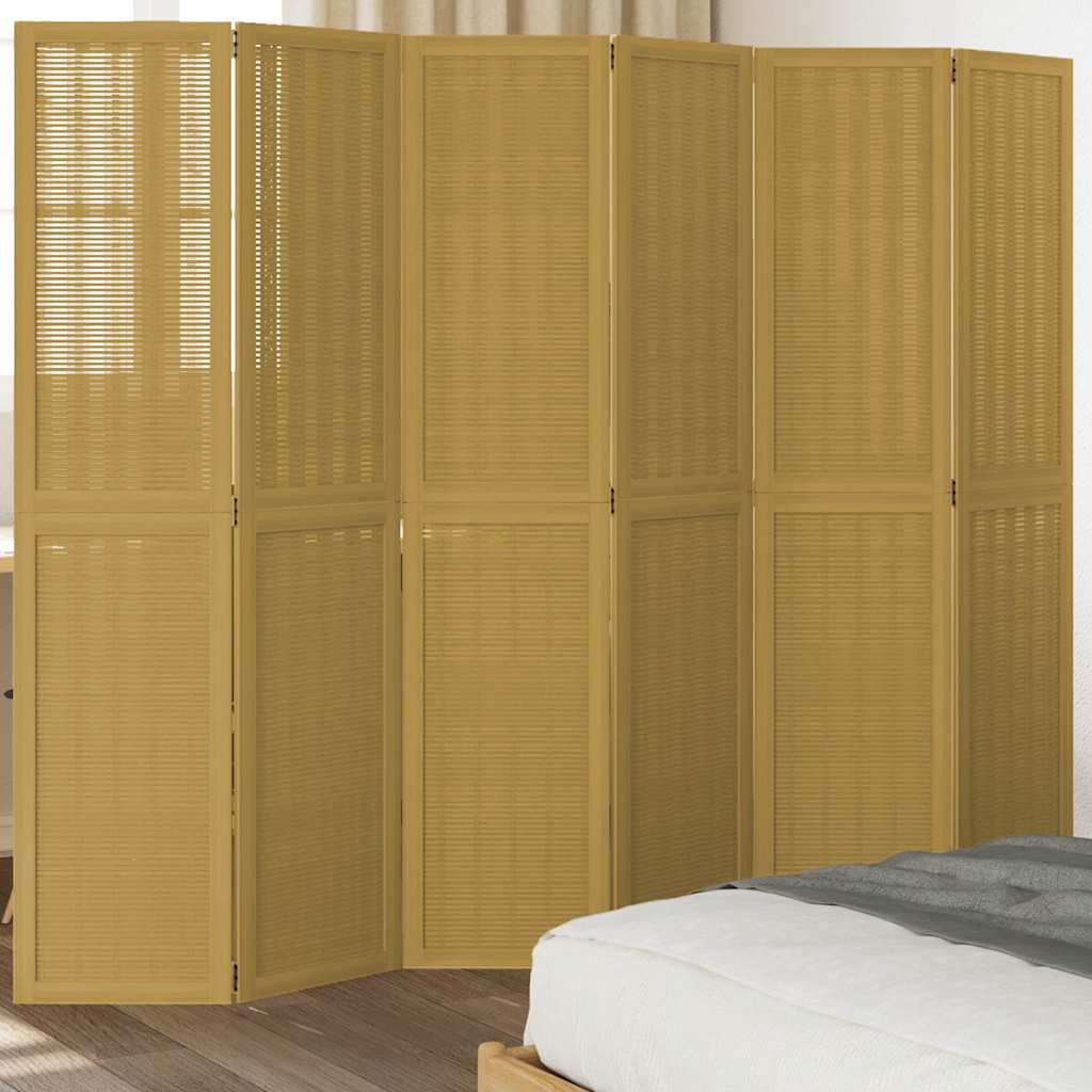 Divisorio Ambienti 6 Pannelli Marrone Legno Massello Paulownia