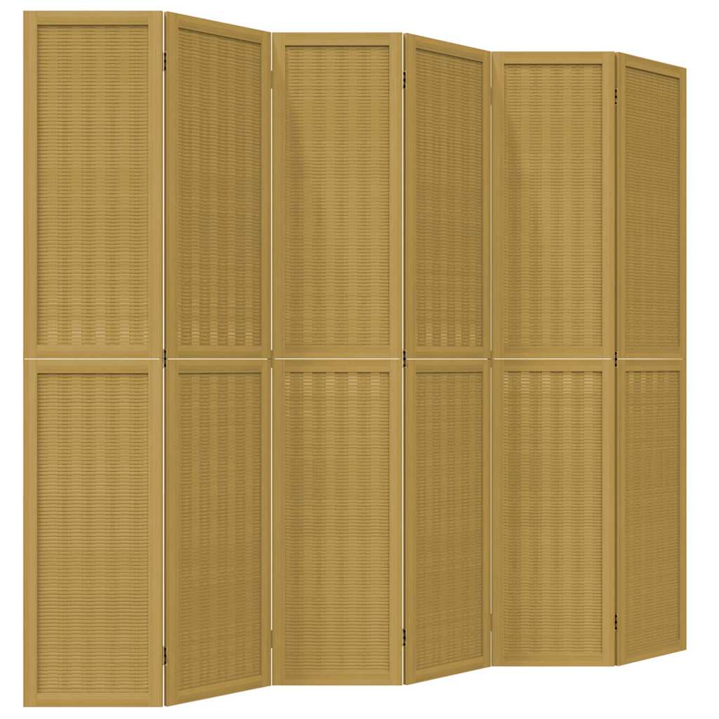 Divisorio Ambienti 6 Pannelli Marrone Legno Massello Paulownia