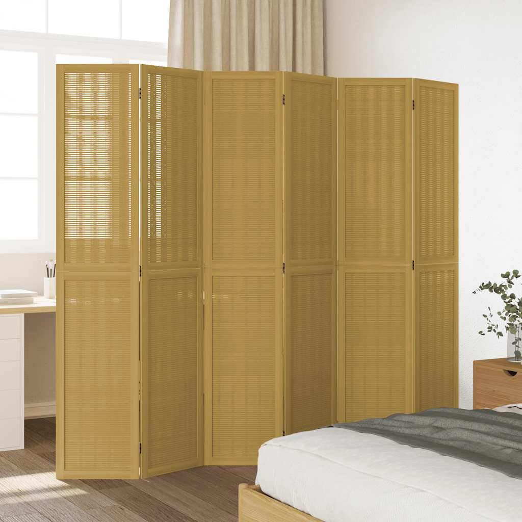 Divisorio Ambienti 6 Pannelli Marrone Legno Massello Paulownia