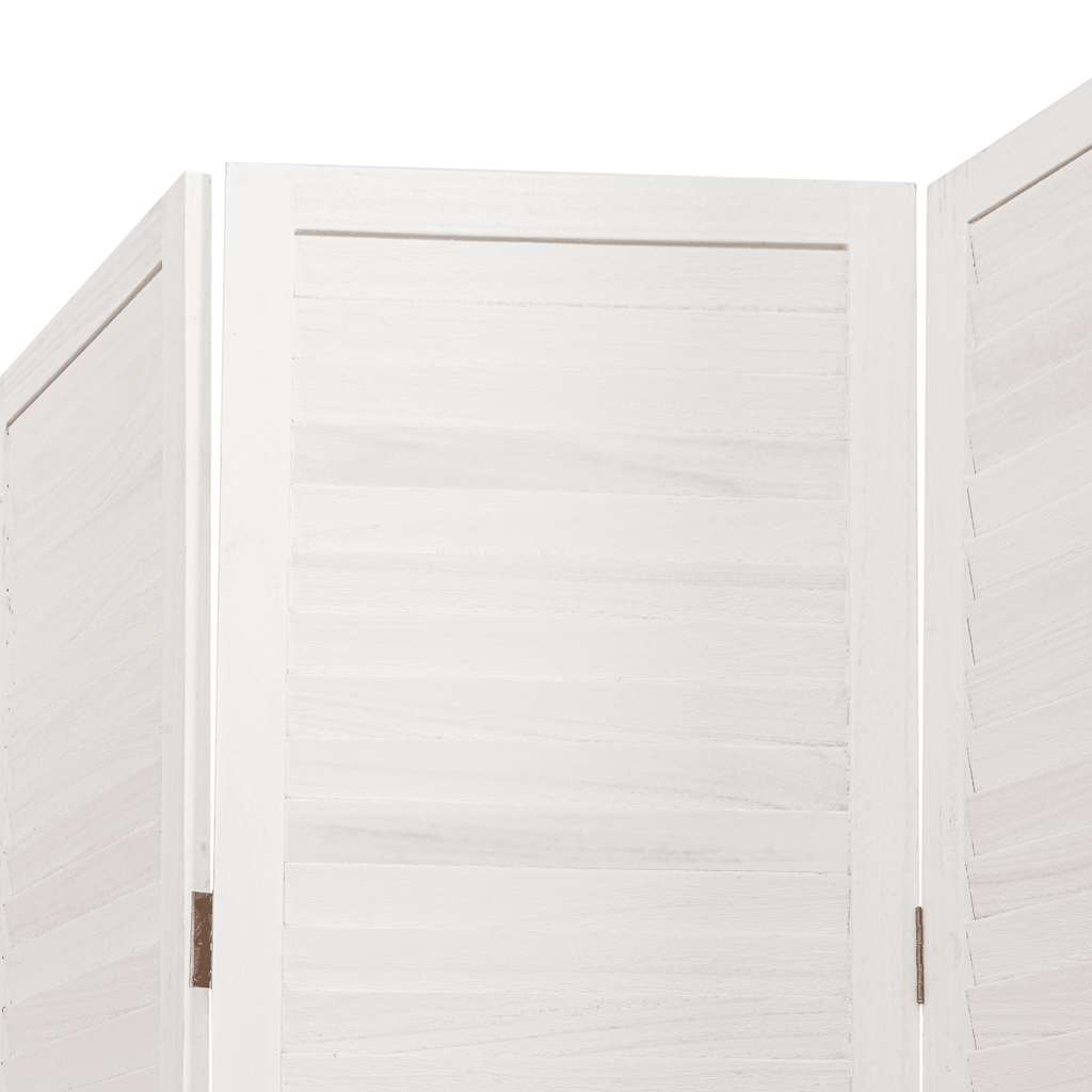 Divisorio Ambienti 5Pannelli Bianco Legno Massello di Paulownia