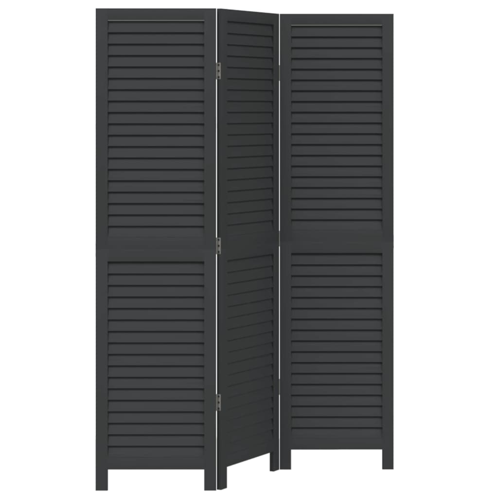 Divisorio Ambienti 3 Pannelli Nero Legno Massello di Paulownia
