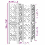 Divisorio Ambienti 4 Pannelli Marrone Legno Massello Paulownia