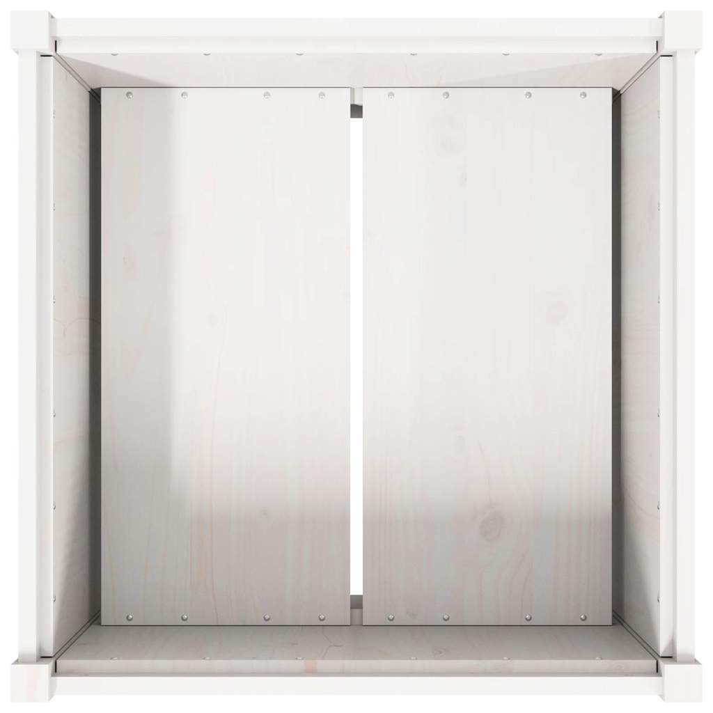 Fioriera da Giardino Bianca 70x70x70 cm Legno Massello di Pino