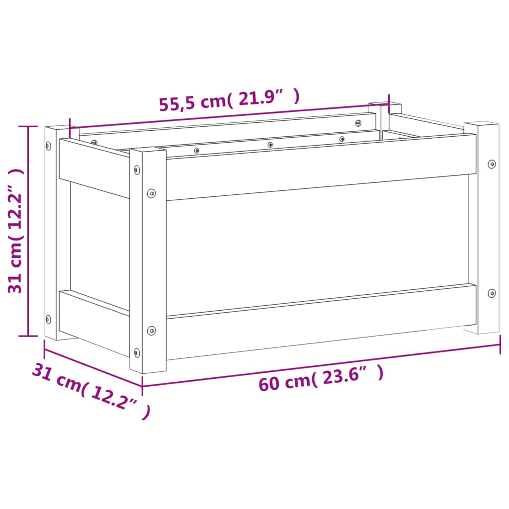 Fioriera da Giardino 60x31x31 cm in Legno di Pino Impregnato