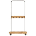 Appendiabiti con Ruote 90x35x190cm Legno Massello Mango e Ferro