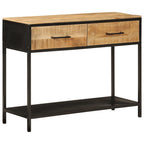 Tavolo Consolle 100x35x76 cm in Legno Massello di Mango e Ferro